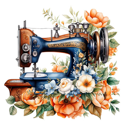 Sewing Machine And Flower - Full Round Drill Diamond Painting 40*40CM