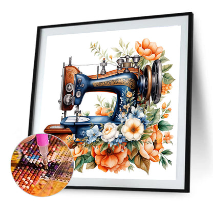 Sewing Machine And Flower - Full Round Drill Diamond Painting 40*40CM