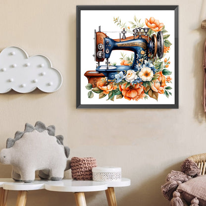 Sewing Machine And Flower - Full Round Drill Diamond Painting 40*40CM