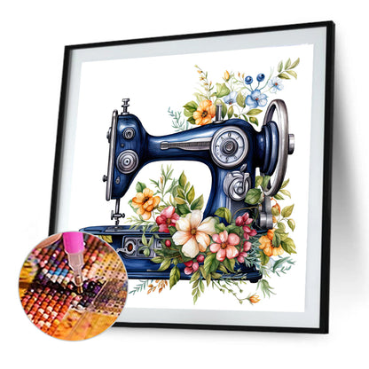 Sewing Machine And Flower - Full Round Drill Diamond Painting 40*40CM