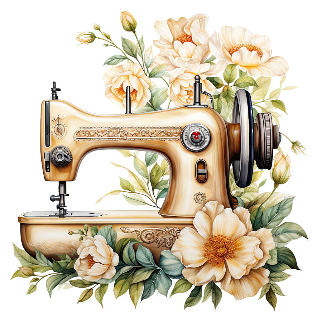 Sewing Machine And Flower - Full Round Drill Diamond Painting 40*40CM