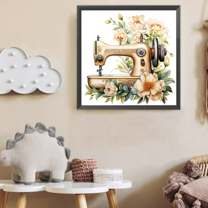 Sewing Machine And Flower - Full Round Drill Diamond Painting 40*40CM