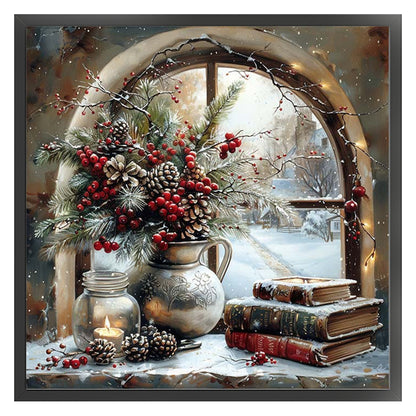 Winter Window Scenery - 14CT Stamped Cross Stitch 50*50CM