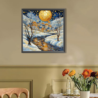 House In Snow - Full AB Round Drill Diamond Painting 40*40CM