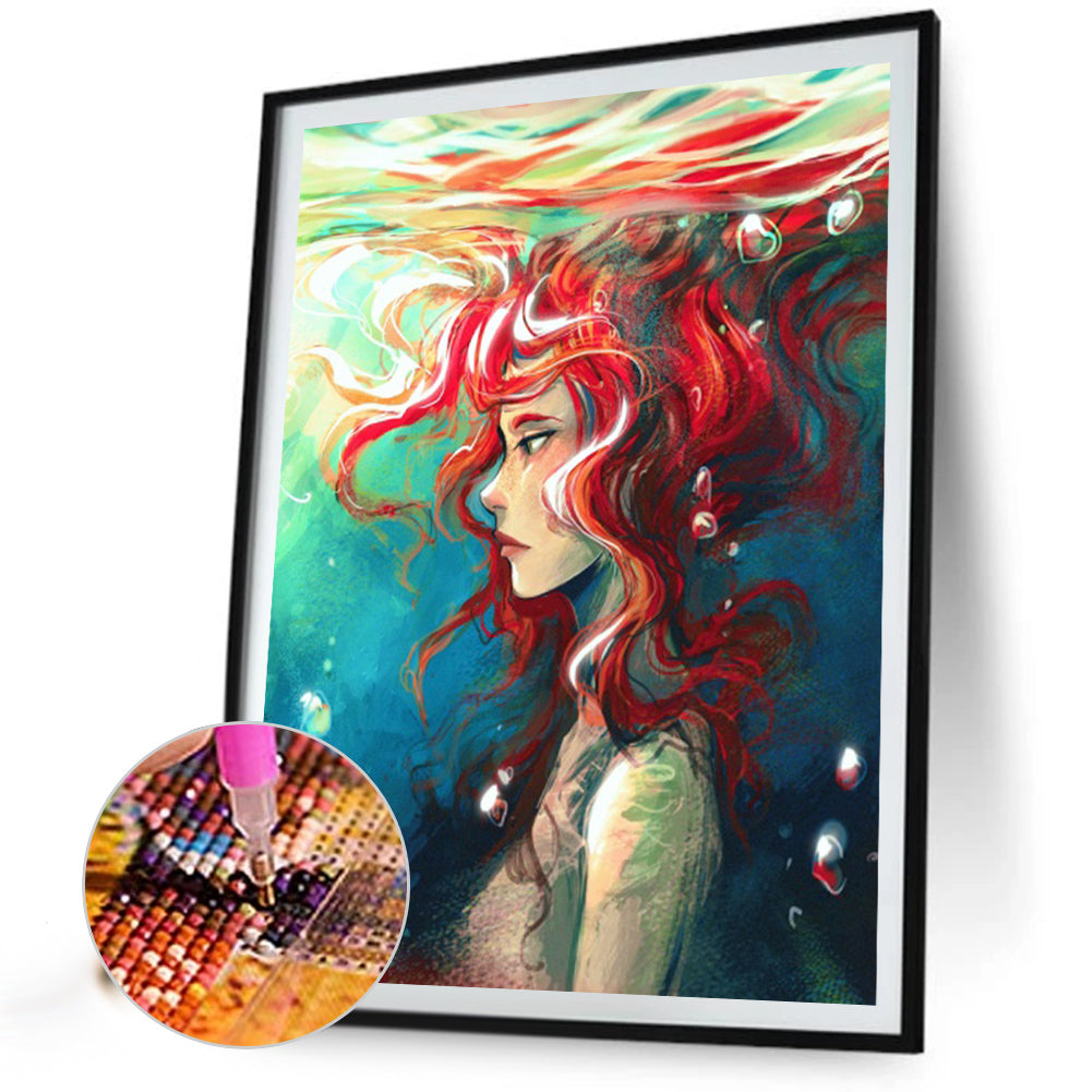 Red-Haired Girl - Full AB Round Drill Diamond Painting 40*55CM