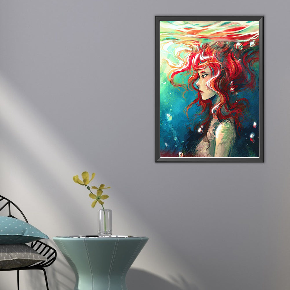 Red-Haired Girl - Full AB Round Drill Diamond Painting 40*55CM