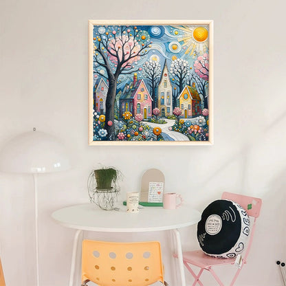 Colorful House - 14CT Stamped Cross Stitch 40*40CM