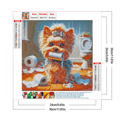 Toilet Paper Puppy - Full Round Drill Diamond Painting 30*30CM