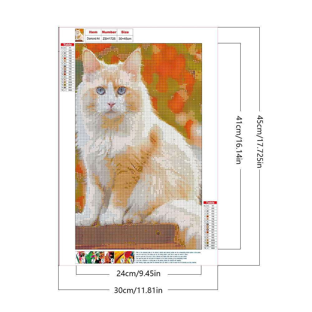 Cat - Full Round Drill Diamond Painting 30*45CM