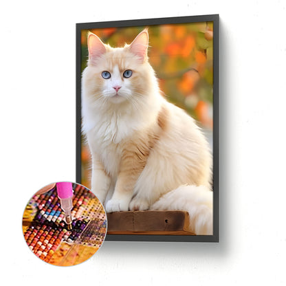 Cat - Full Round Drill Diamond Painting 30*45CM