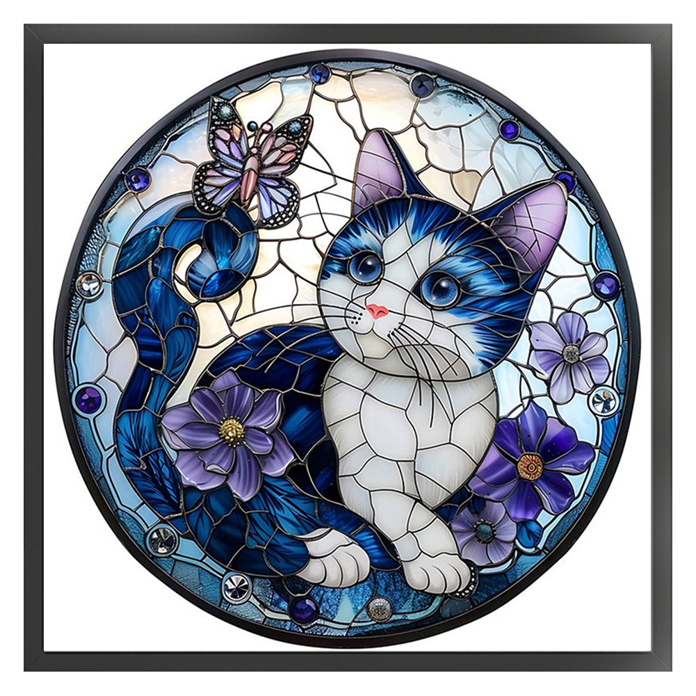 Cat And Butterfly - 11CT Stamped Cross Stitch 40*40CM