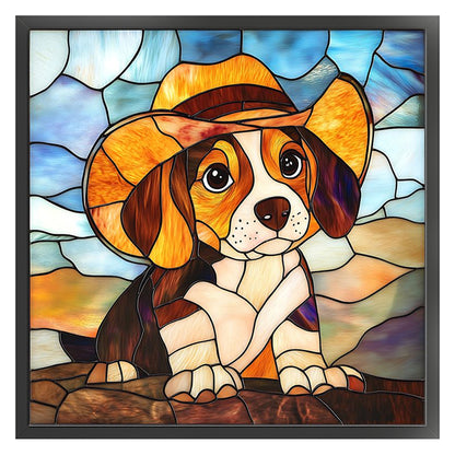 Beagle Glass Painting - 11CT Stamped Cross Stitch 40*40CM