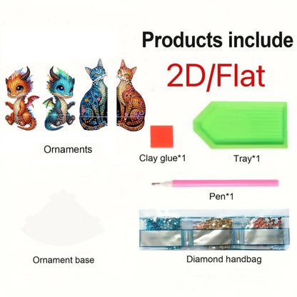 2pcs 2D Flat DIY Diamond Art Pendant Partial Drill Wall Decor for Home & Windows