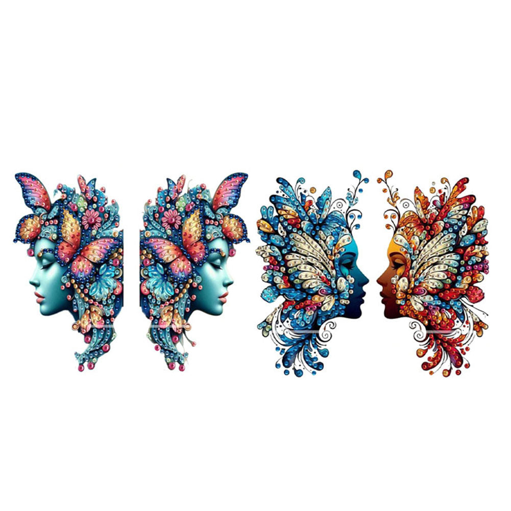 2pcs 2D Flat DIY Diamond Art Pendant Partial Drill Wall Decor for Home & Windows