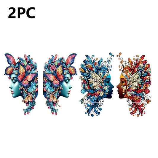 2pcs 2D Flat DIY Diamond Art Pendant Partial Drill Wall Decor for Home & Windows