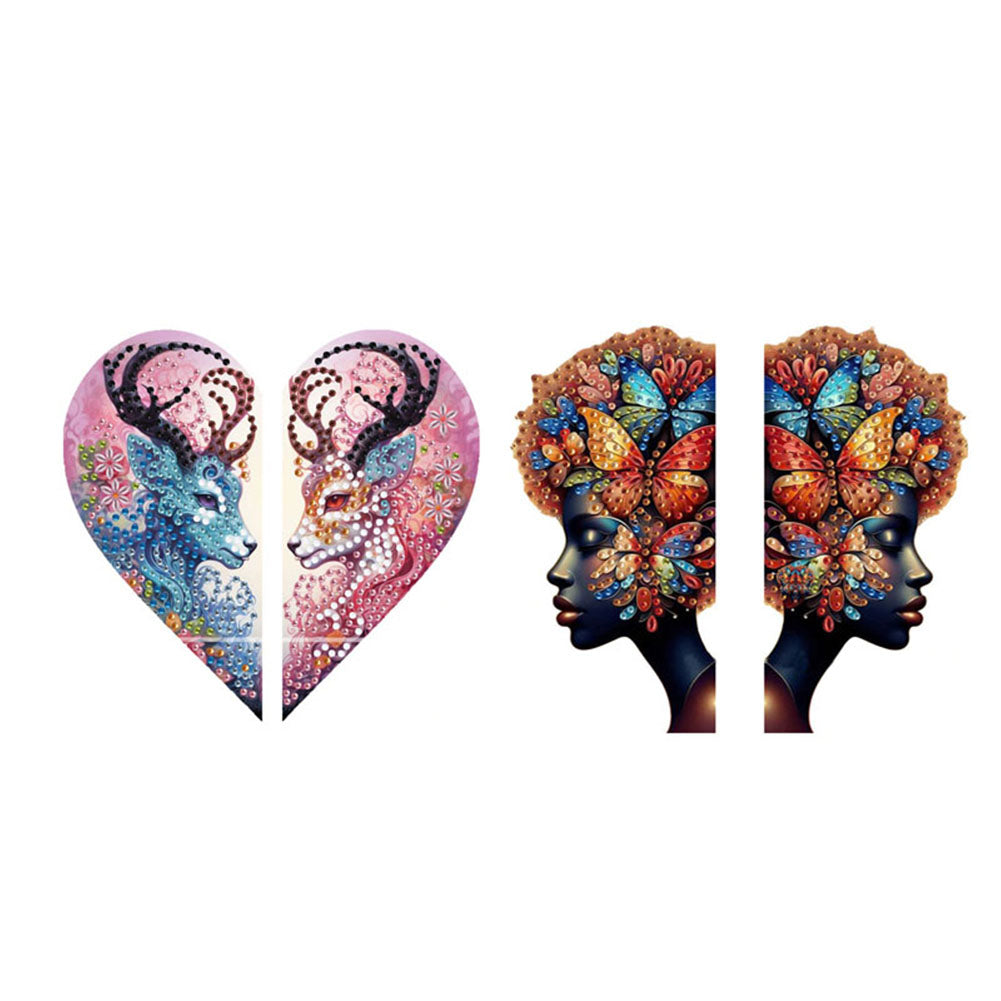 2pcs 2D Flat DIY Diamond Art Pendant Partial Drill Wall Decor for Home & Windows
