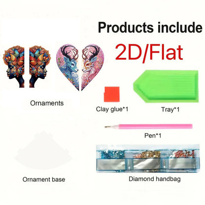 2pcs 2D Flat DIY Diamond Art Pendant Partial Drill Wall Decor for Home & Windows
