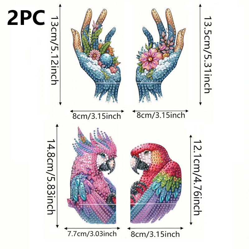 2pcs 2D Flat DIY Diamond Art Pendant Partial Drill Wall Decor for Home & Windows