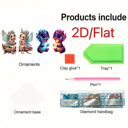2pcs 2D Flat DIY Diamond Art Pendant Partial Drill Wall Decor for Home & Windows