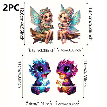 2pcs 2D Flat DIY Diamond Art Pendant Partial Drill Wall Decor for Home & Windows