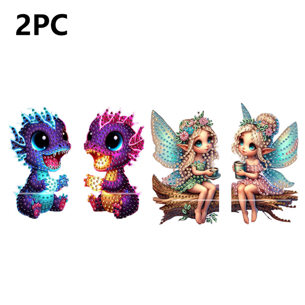 2pcs 2D Flat DIY Diamond Art Pendant Partial Drill Wall Decor for Home & Windows
