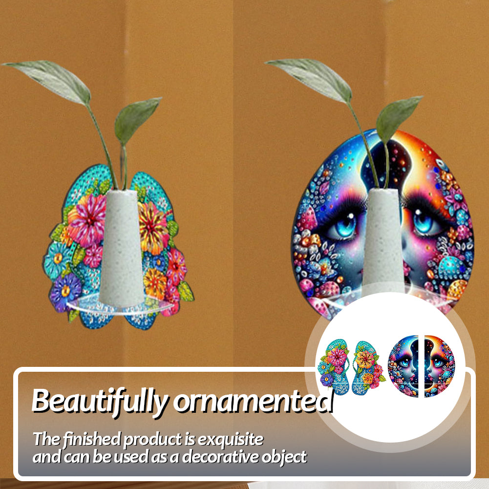 2pcs 2D Flat DIY Diamond Art Pendant Partial Drill Wall Decor for Home & Windows