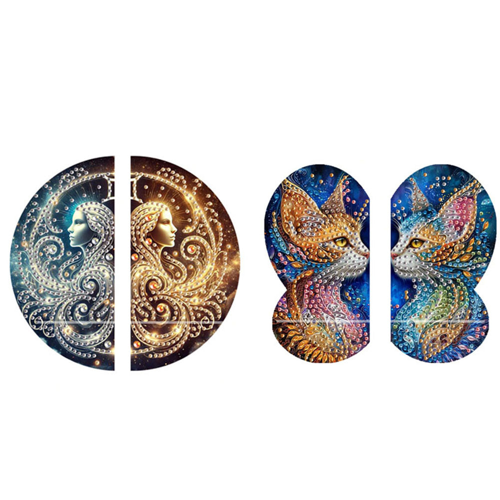 2pcs 2D Flat DIY Diamond Art Pendant Partial Drill Wall Decor for Home & Windows