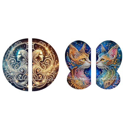2pcs 2D Flat DIY Diamond Art Pendant Partial Drill Wall Decor for Home & Windows