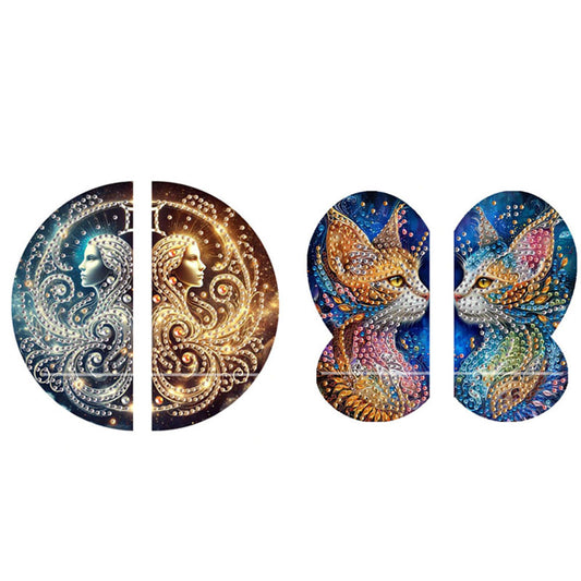 2pcs 2D Flat DIY Diamond Art Pendant Partial Drill Wall Decor for Home & Windows