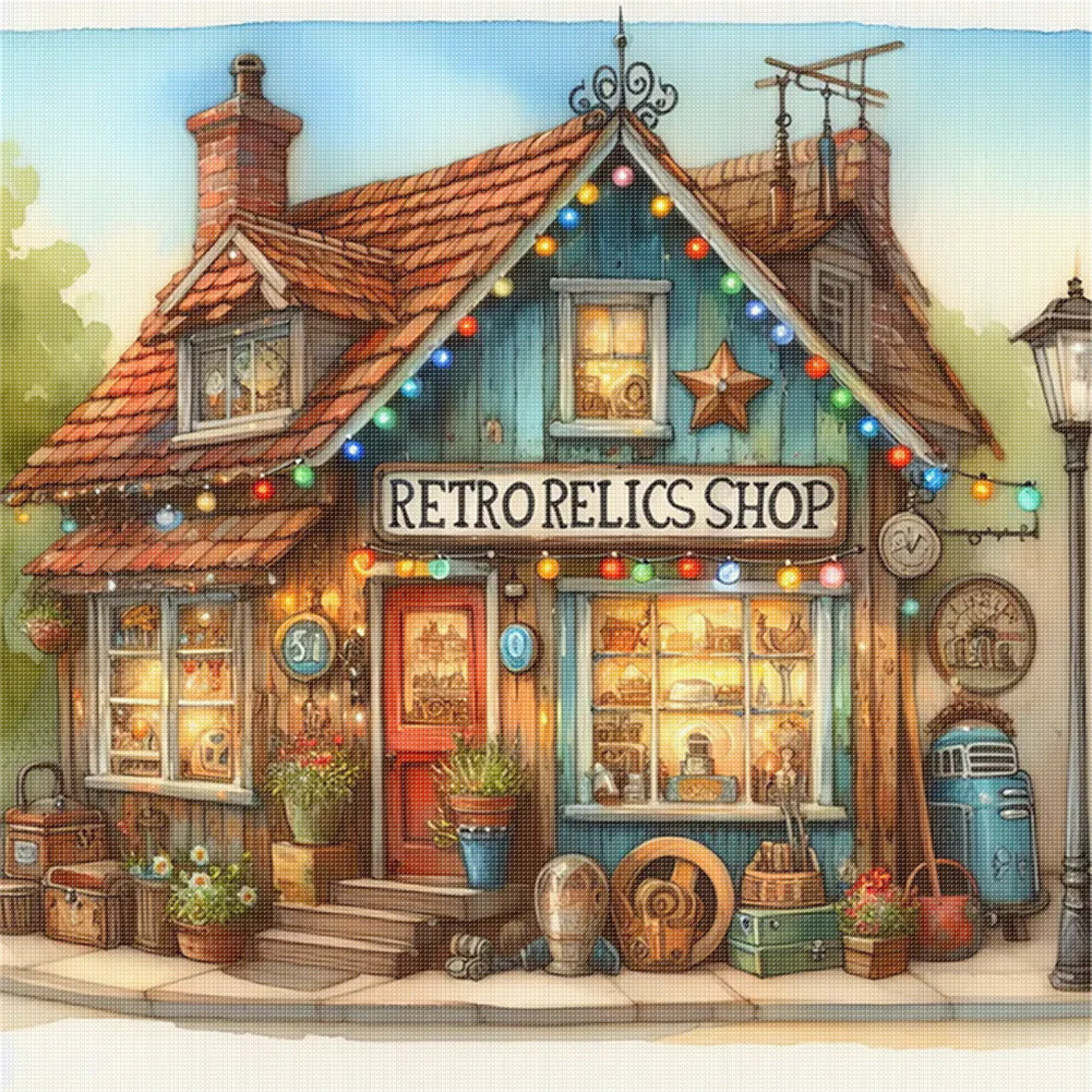 Corner Grocery Store - 11CT Stamped Cross Stitch 45*45CM