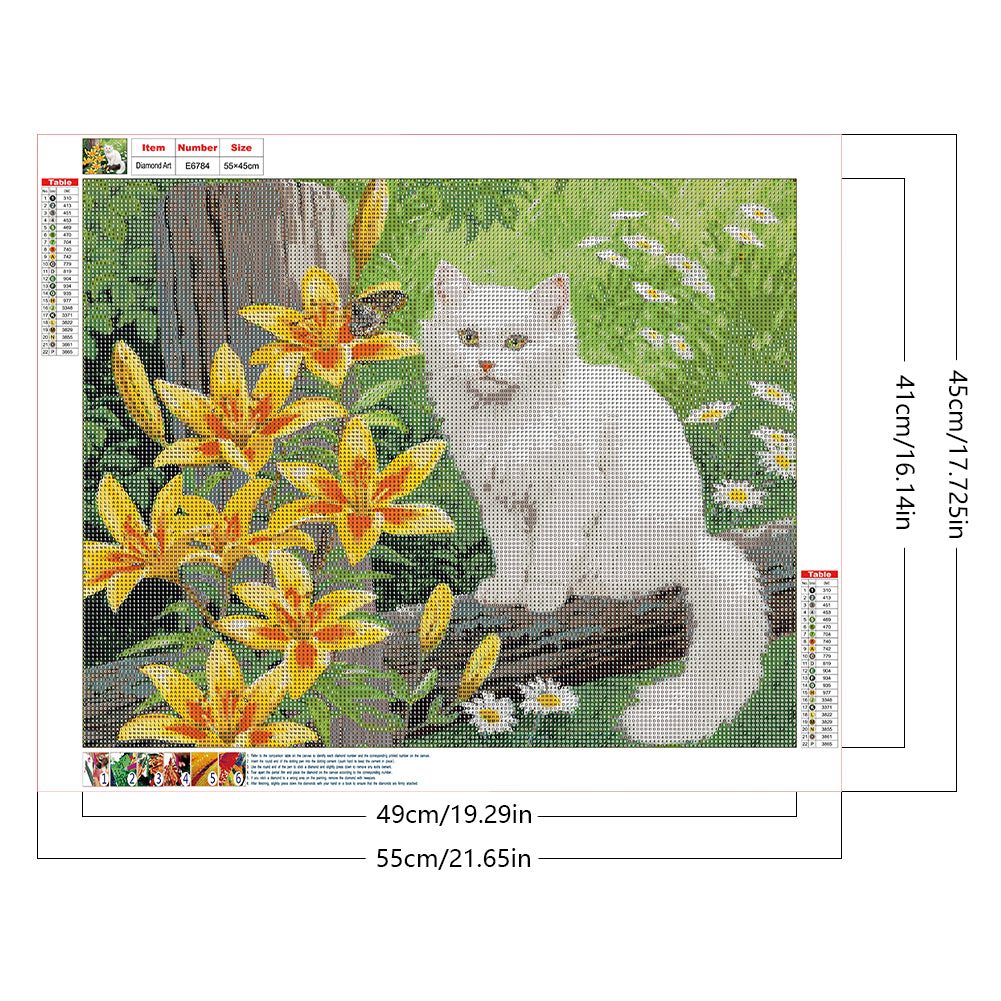 Cat And Lily - Full Round Drill Diamond Painting 55*45CM
