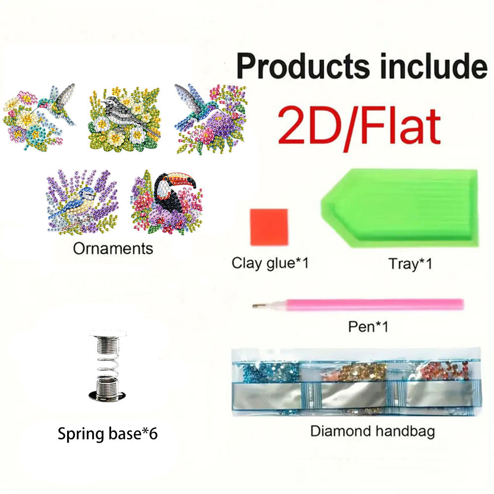 5PCS 2D Flat Animal Acrylic Decor Springs DIY Diamond Painting Shake Ornaments
