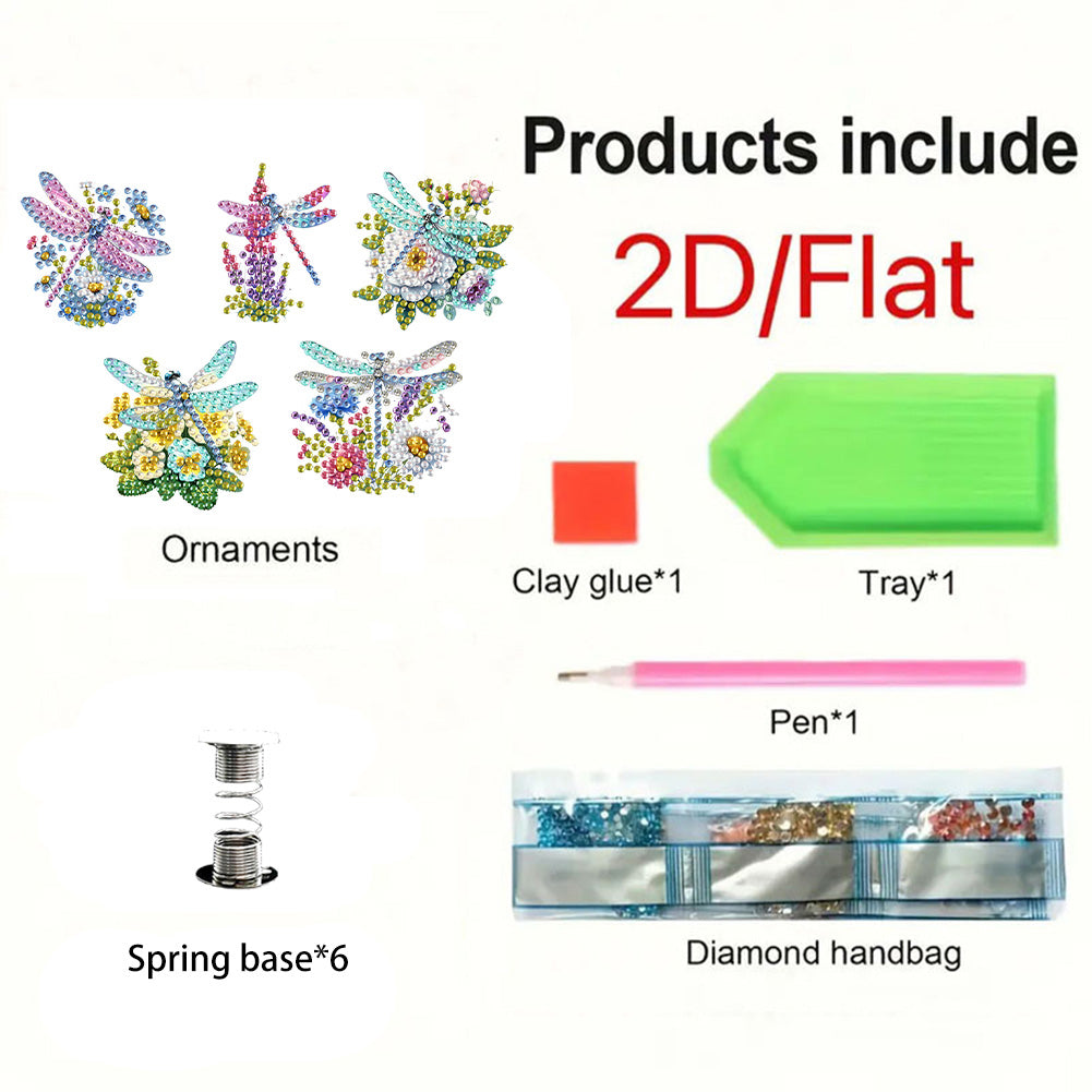5PCS 2D Flat Animal Acrylic Decor Springs DIY Diamond Painting Shake Ornaments