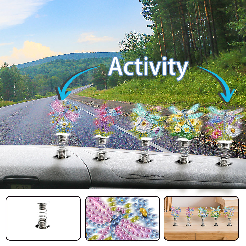 5PCS 2D Flat Animal Acrylic Decor Springs DIY Diamond Painting Shake Ornaments