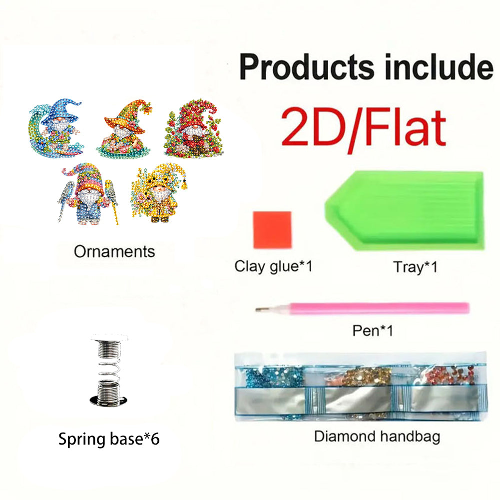5PCS 2D Flat Animal Acrylic Decor Springs DIY Diamond Painting Shake Ornaments