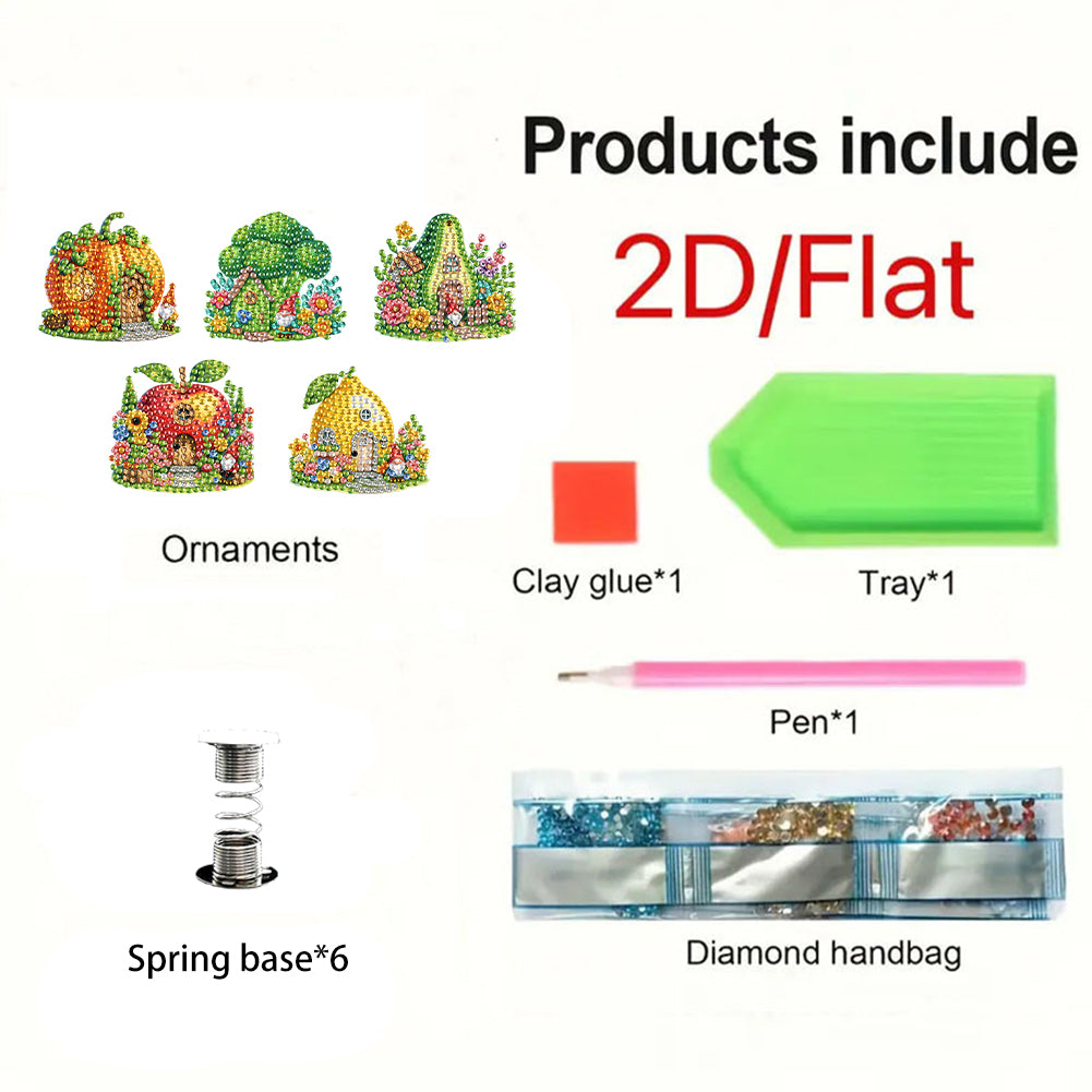 5PCS 2D Flat Animal Acrylic Decor Springs DIY Diamond Painting Shake Ornaments