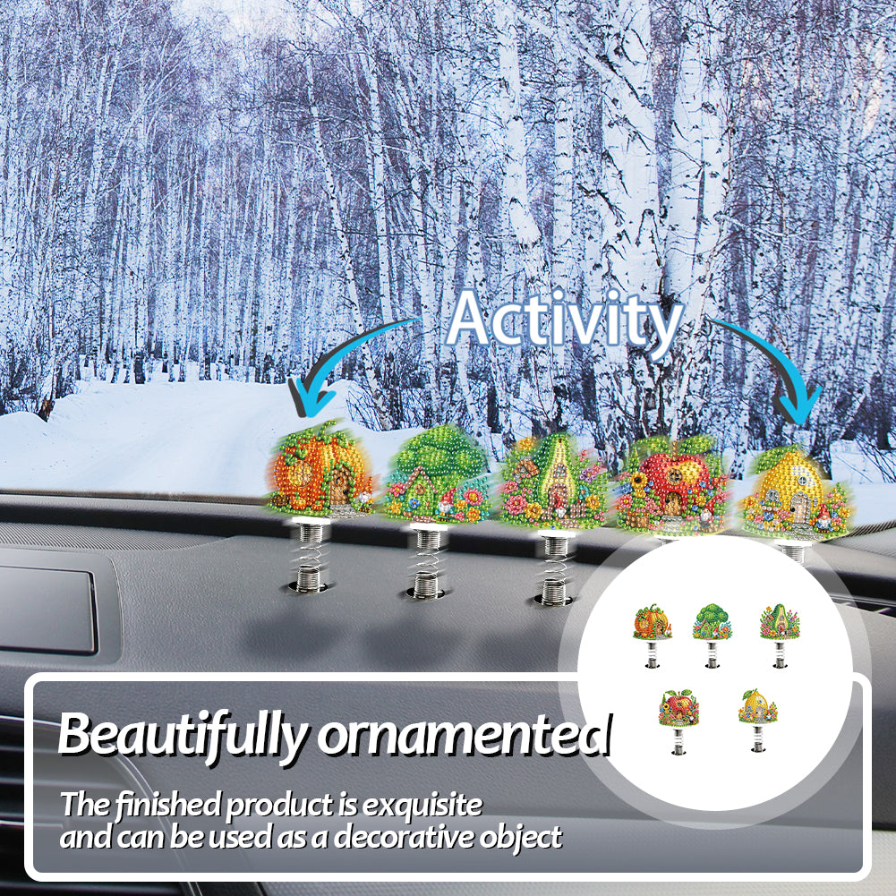5PCS 2D Flat Animal Acrylic Decor Springs DIY Diamond Painting Shake Ornaments