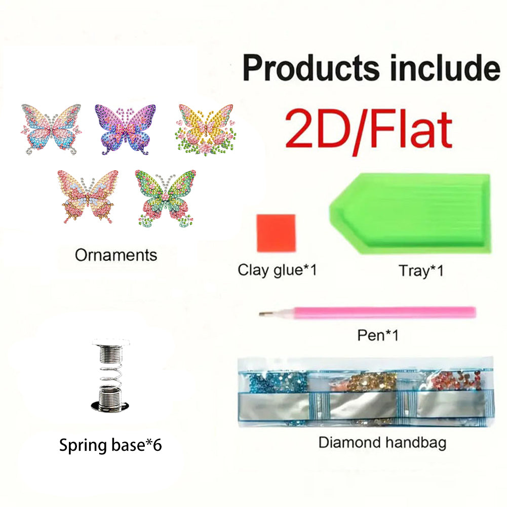 5PCS 2D Flat Animal Acrylic Decor Springs DIY Diamond Painting Shake Ornaments