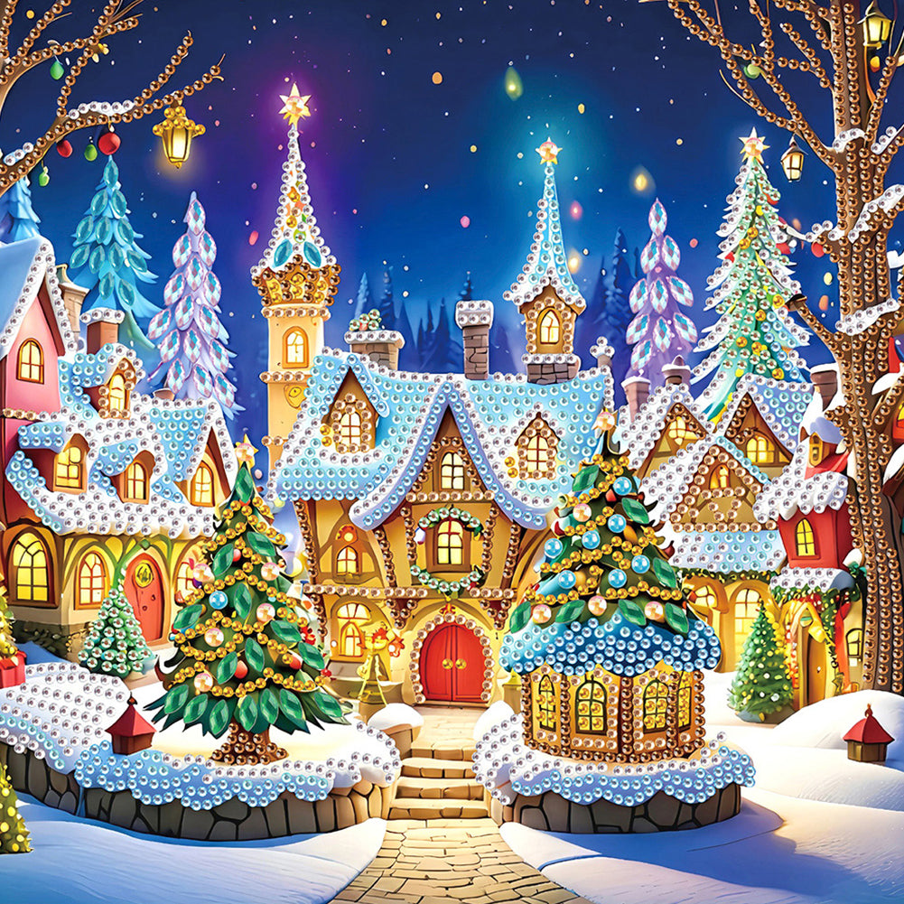 4Pcs Christmas House - Special Shaped Drill Diamond Painting 30*30CM