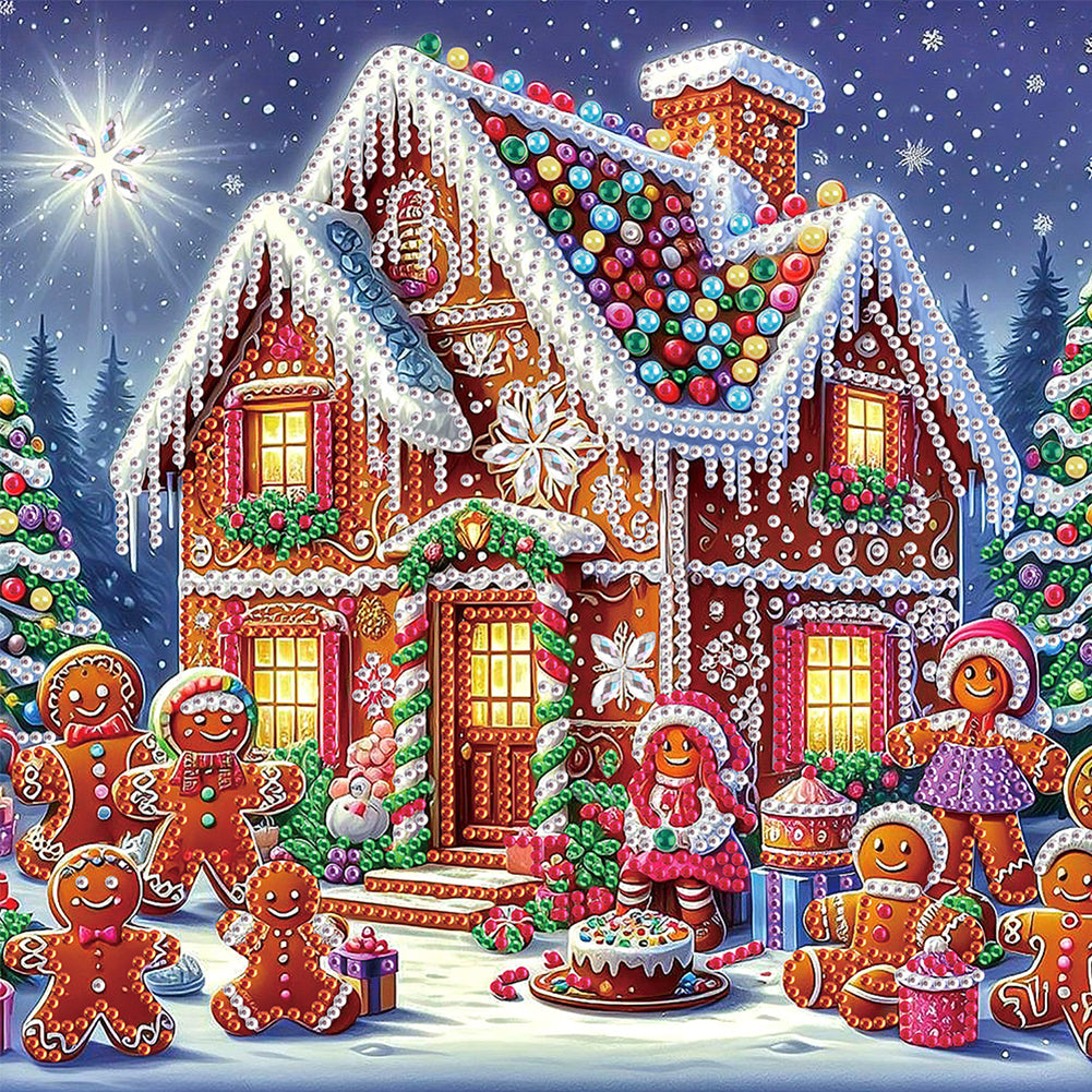 4Pcs Christmas House - Special Shaped Drill Diamond Painting 30*30CM