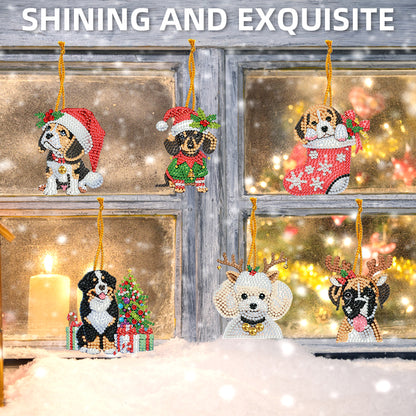 15pcs Xmas Theme 2D Flat DIY Hanging Diamond Art Kits Home Wall Decoration Craft
