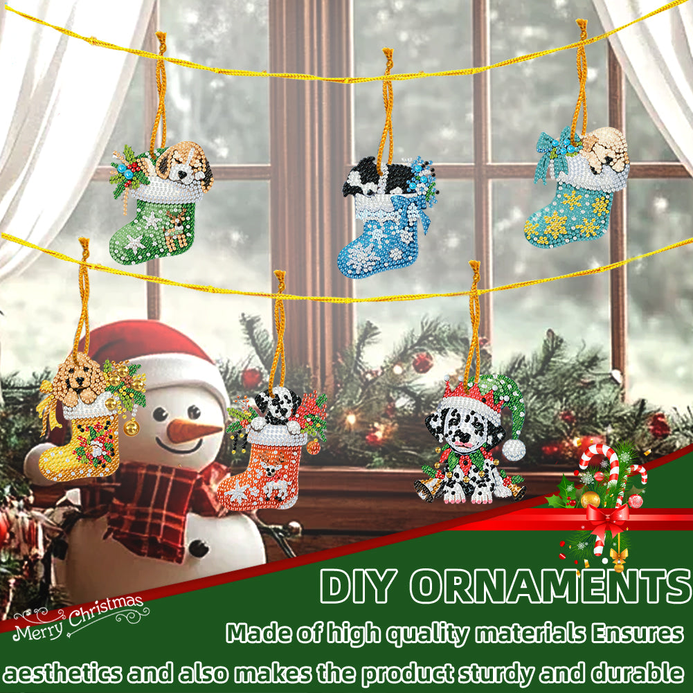 15pcs Xmas Theme 2D Flat DIY Hanging Diamond Art Kits Home Wall Decoration Craft