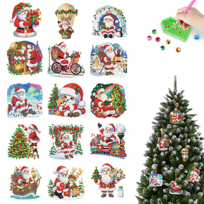 15pcs Xmas Theme 2D Flat DIY Hanging Diamond Art Kits Home Wall Decoration Craft