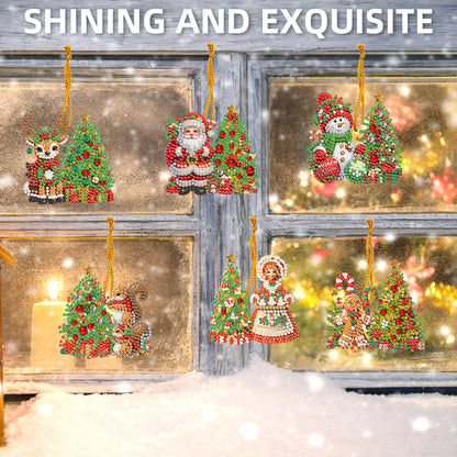15pcs Xmas Theme 2D Flat DIY Hanging Diamond Art Kits Home Wall Decoration Craft