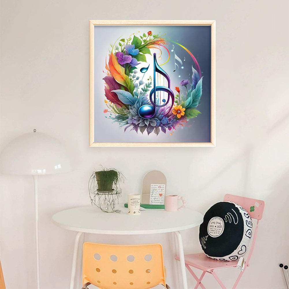 Colored Musical Notes - 11CT Stamped Cross Stitch 45*45CM