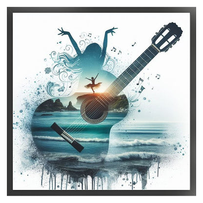 Guitar Girl - 11CT Stamped Cross Stitch 45*45CM