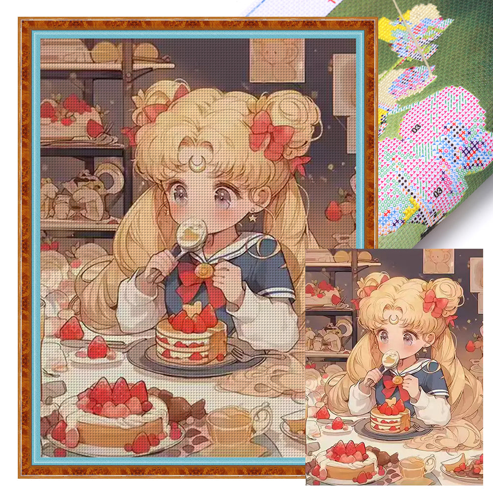 Dessert Moon Rabbit - 9CT Stamped Cross Stitch 65*80CM(Mona Lisa Brand)