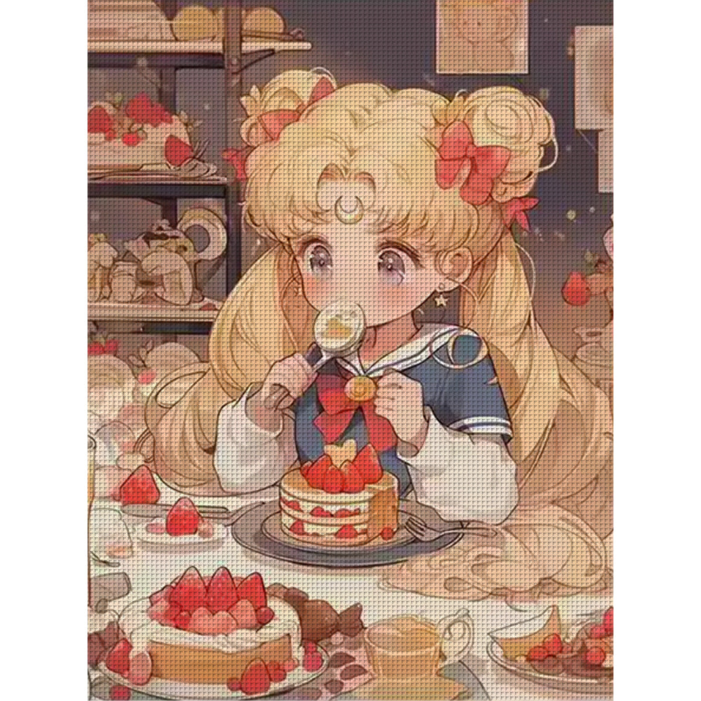 Dessert Moon Rabbit - 9CT Stamped Cross Stitch 65*80CM(Mona Lisa Brand)