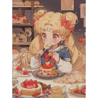 Dessert Moon Rabbit - 9CT Stamped Cross Stitch 65*80CM(Mona Lisa Brand)