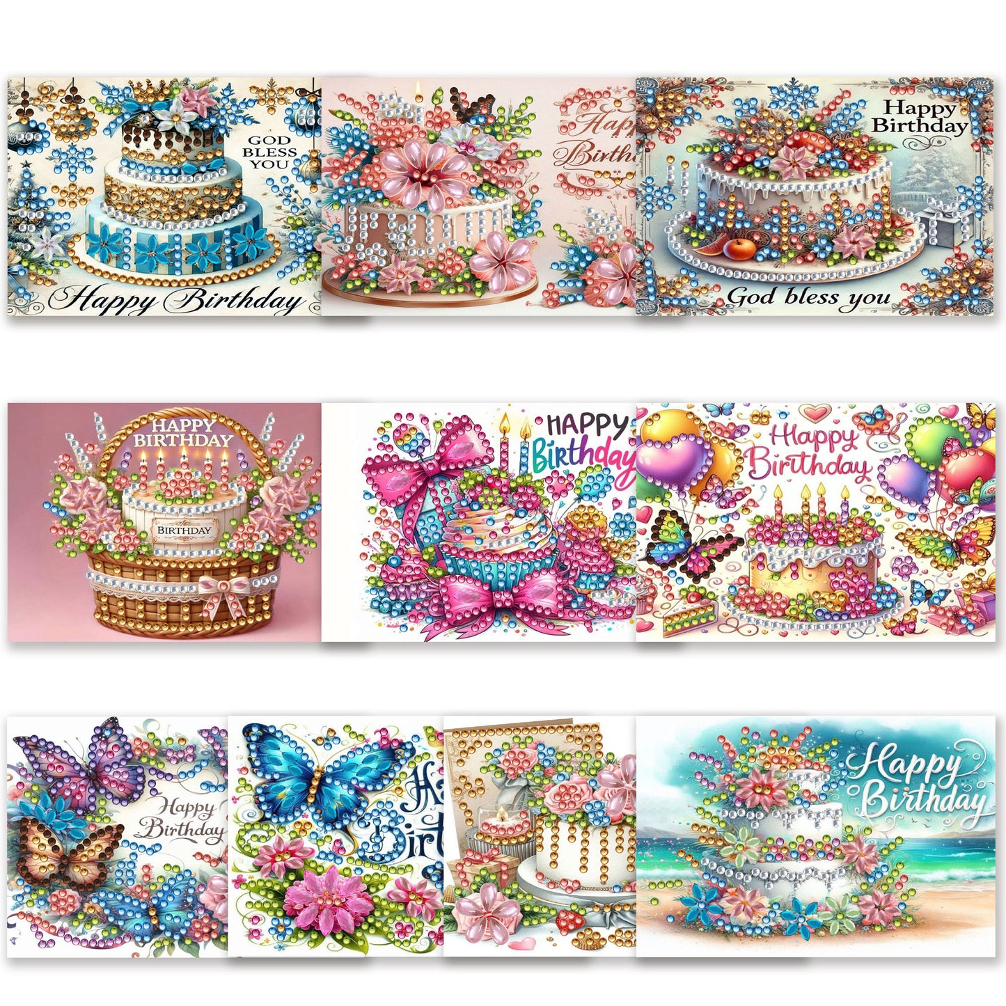 10pcs DIY Diamond Painting Crystal Scratch Card Rhinestone Party Event Gift Card